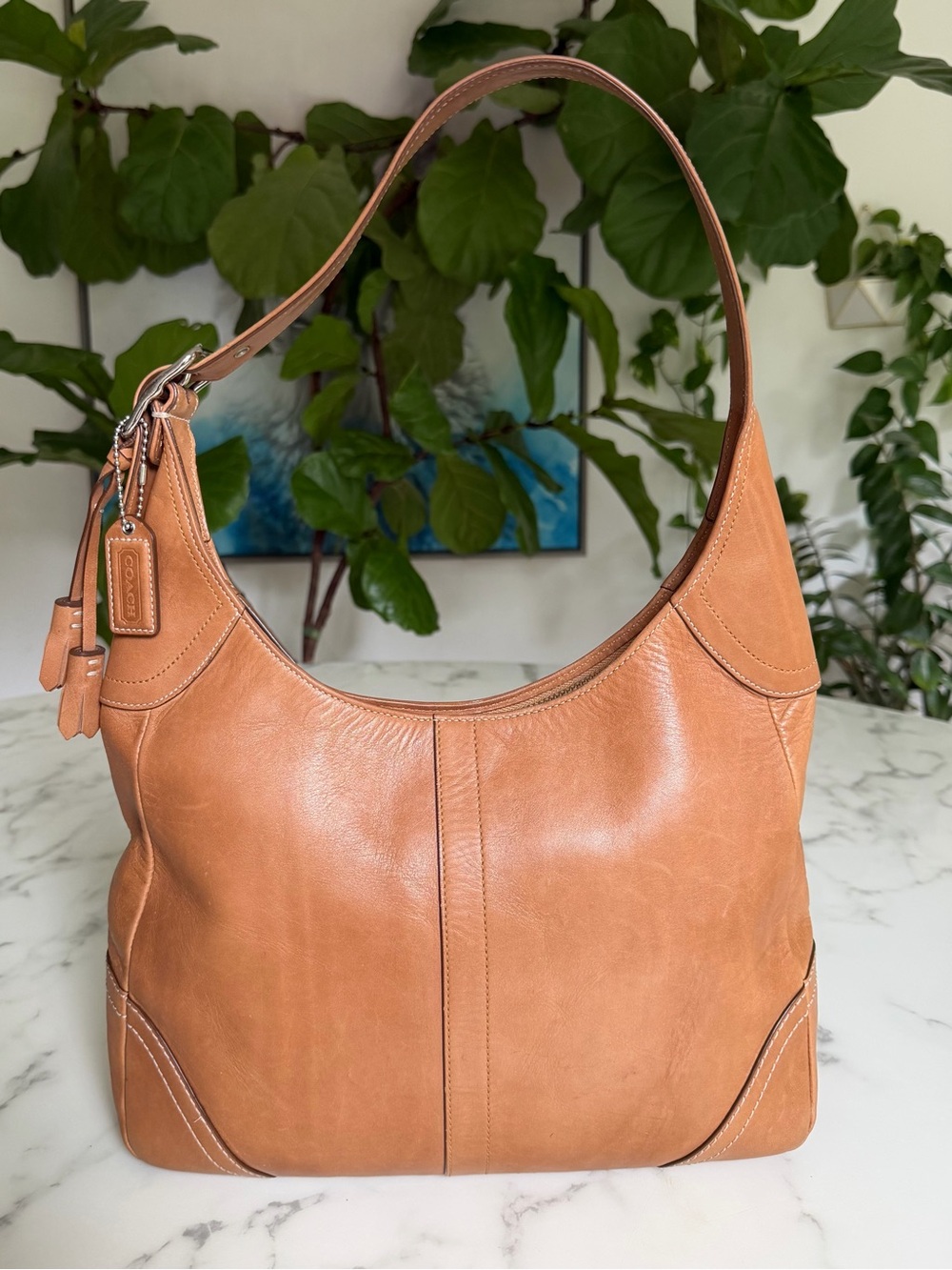 Coach Vintage Y2K Hamilton Large Ergo Hobo Shoulder Bag Camel Nickel F10280